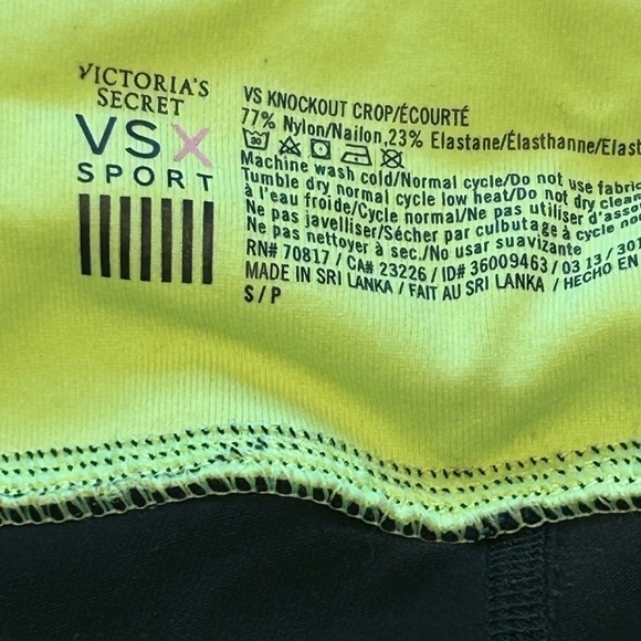 VICTORIA’S SECRET VSX SPORT KNOCKOUT CROP CAPRI LEGGINGS BLACK & VOLT YELLOW, SP - Picture 4 of 8